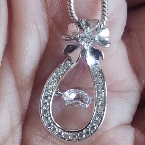 Rlm snake signed chain 925 with floating cz pendant, sterling silver - Picture 4 of 6